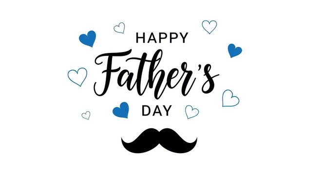 Happy fathers day celebration with moustache and hearts design - Powered by Adobe
