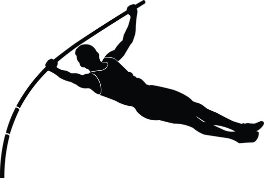 Vector illustration of Pole Vault Athlete Silhouette | Vertical jump pose