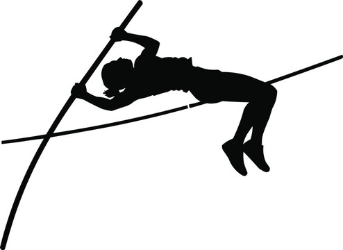Vector illustration of Pole Vault Athlete Silhouette | Track Field Sports Vector