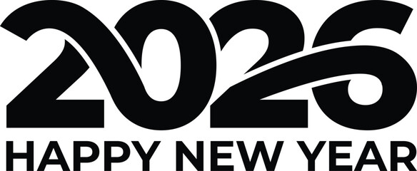 Letter 2026 minimalist logo with Happy new year
