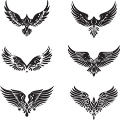 Fototapeta premium Eagle bird silhouettes flying wings isolated vector design isolated on white background