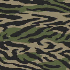 Fototapeta premium Camouflage seamless pattern. Tiger stripe camouflage pattern. Forest real tree camouflage design. Hunting camouflage. Tiger stripe pattern.