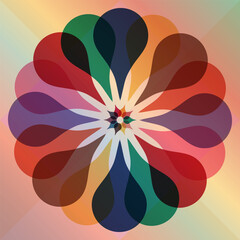 Abstract Geometric Floral Mandala With Colorful Petals