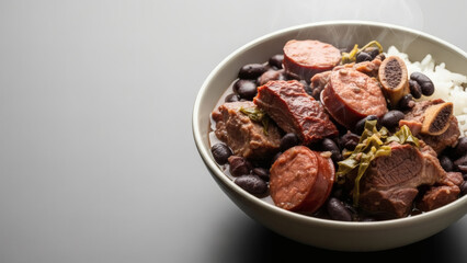 A plate of Brazilian feijoada