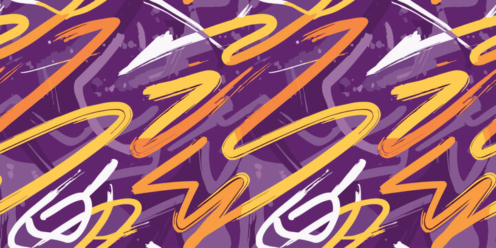 Graffiti seamless pattern with bold zigzag paint strokes