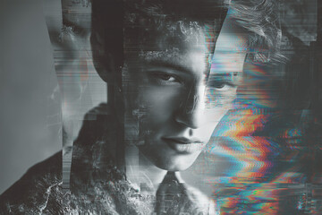 Artistic Glitch Portrait – Digital Distortion, Abstract Visual Style and Creative Modern Art Effect