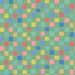 Seamless repeating pattern bright and vibrant in Christmas color combinations Christmas, snowy winter, sky concept. Vector background for gift wrap, surface design and other design projects