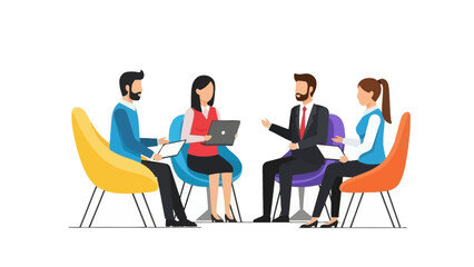 Dynamic business team collaborating and brainstorming new ideas in a modern office meeting, fostering communication and professional development and strategy