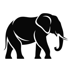 Fototapeta premium A striking black and white silhouette of a majestic african elephant