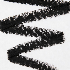 black eye liner stroke, lip pensil swatch, cosmetic textures