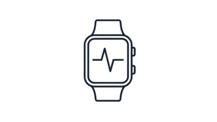 Smartwatch Pulse Waveform Flat Vector Icon Isolated on Transparent Background PNG

