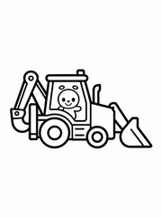Cartoon bear operating a tractor isolated on white background, Vector, illustration
