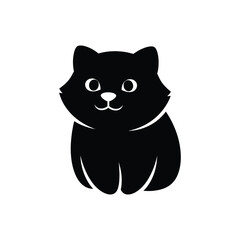 Minimalist vector illustration of an adorable black cat, perfect for digital projects, branding, and pet-themed designs, showcasing a friendly and charming feline character