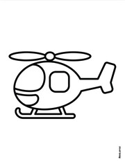 Simple helicopter outline isolated on white background, Vector, illustration