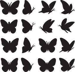Flying Butterflies Black Silhouette Vector Pack