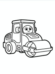 Cartoon road roller isolated on white background, Vector, illustration