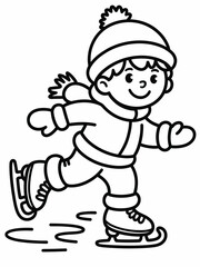 Child enjoying ice skating isolated on white background, Vector, illustration