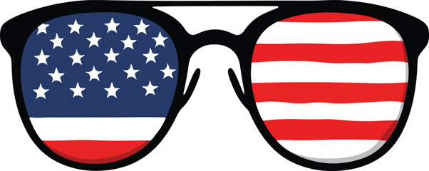 USA Flag Sunglasses Vector on Transparent Background
