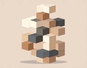 Balance concept shown through abstract vector blocks stacked impossibly but stable