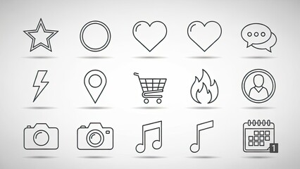 Set of social media icons, graphic elements, vector collection