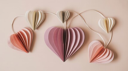 Colorful paper heart decorations