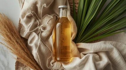 Refreshing monocane drink tropical setting product photography natural elements close-up wellness concept