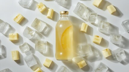 Refreshing monocane drink with ice cubes modern kitchen beverage photography bright and inviting close-up view