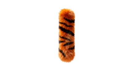 3D Render of a fluffy, furry tiger-striped letter 'I' with vibrant orange and black stripes, perfect for a playful and wild alphabet background or wallpaper with ample copy space.