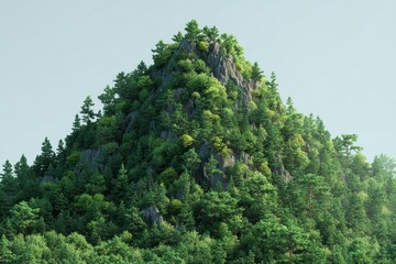 Green Mountain With Dense Trees Showcasing Realistic Details in High Resolution