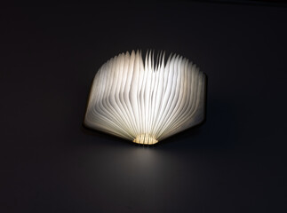 light from a magic book on a black background