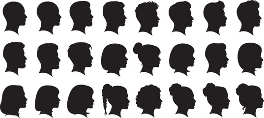 Collection of various human head silhouettes