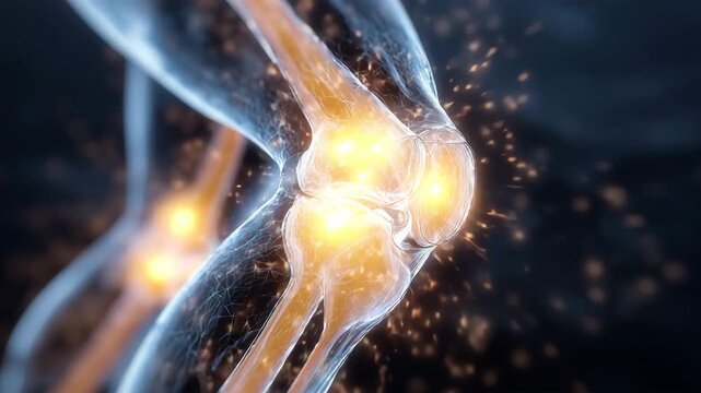 膝関節の痛みと炎症を示す医療図