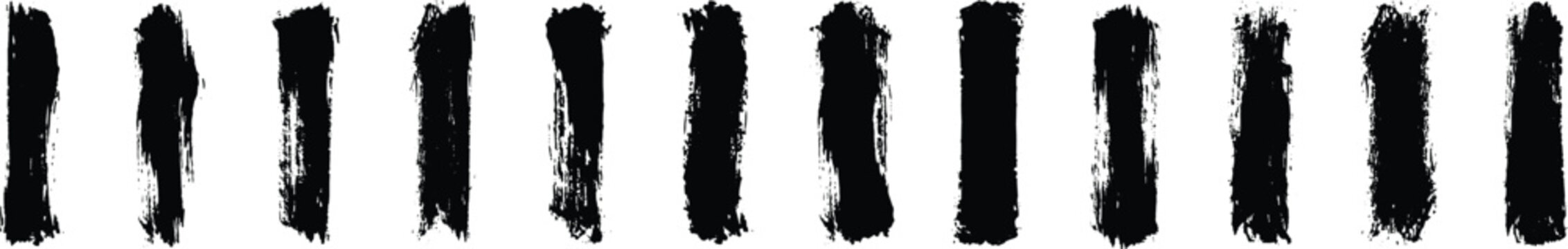  Paint brush set of  bursh  Black Paint Strokes using a thick brushSet of vector paint brush stroke