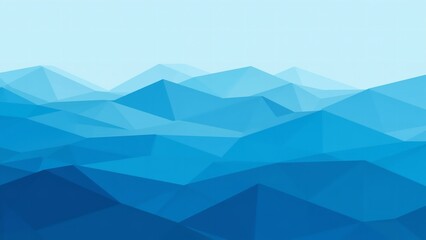 A serene mountain landscape with a blue sky and polygonal shapes