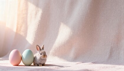 A car tire holds three pastel Easter eggs and a fluffy rabbit inside under soft morning light from the left with ample copy space and detailed texture, for automotive spring marketing.