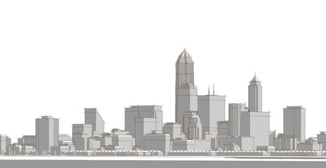 Fototapeta premium city ​​metropolis sketch 3d illustration