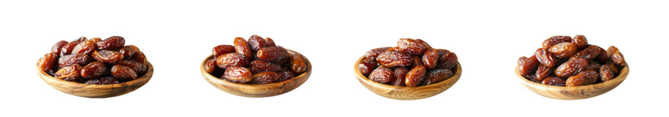 Fototapeta premium Four bowls of roasted nuts isolated on transparent background