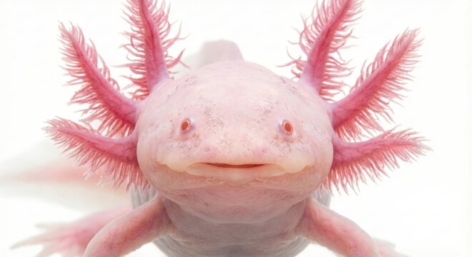 Axolotl rose sur fond blanc