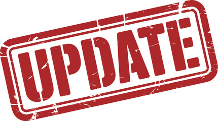 UPDATE stamp, red distressed grunge textured retro style