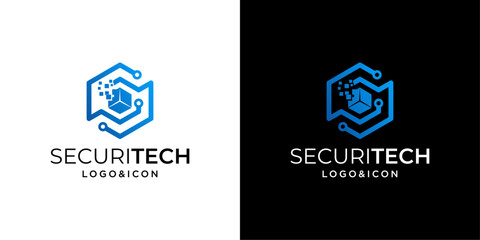 vector logo design icon digital system technology box