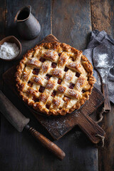 Rustic Oven-Baked Pie with Golden Crust, Homemade Baking Aesthetic