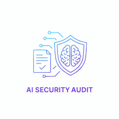 AI security audit concept with shield and brain logo