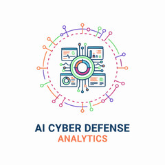AI cyber defense analytics with colorful data visualization