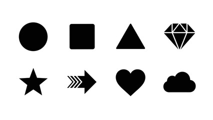 Minimalist black silhouette shapes collection for modern designs