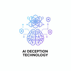 AI deception technology concept with brain and shield icons