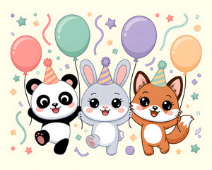 Naklejka premium Cute Bear Happy New Year Illustration for Children Design