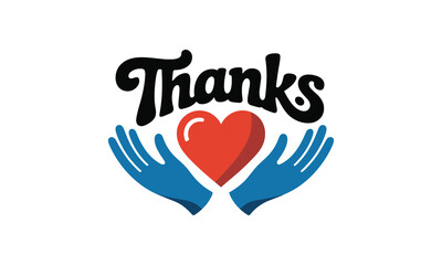 Hands in Gloves Holding Red Heart with Thanks Message