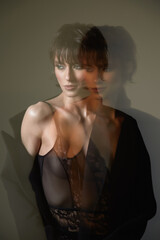 young pretty sexy young woman. long exposure portrait