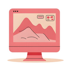 Computer display with vector design interface in modern 3D illustration