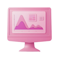 Computer display with vector design interface in modern 3D illustration